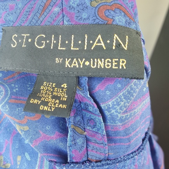 St.Gillian By Kay Unger Vintage Paisley Wrap Dress - Picture 7 of 8